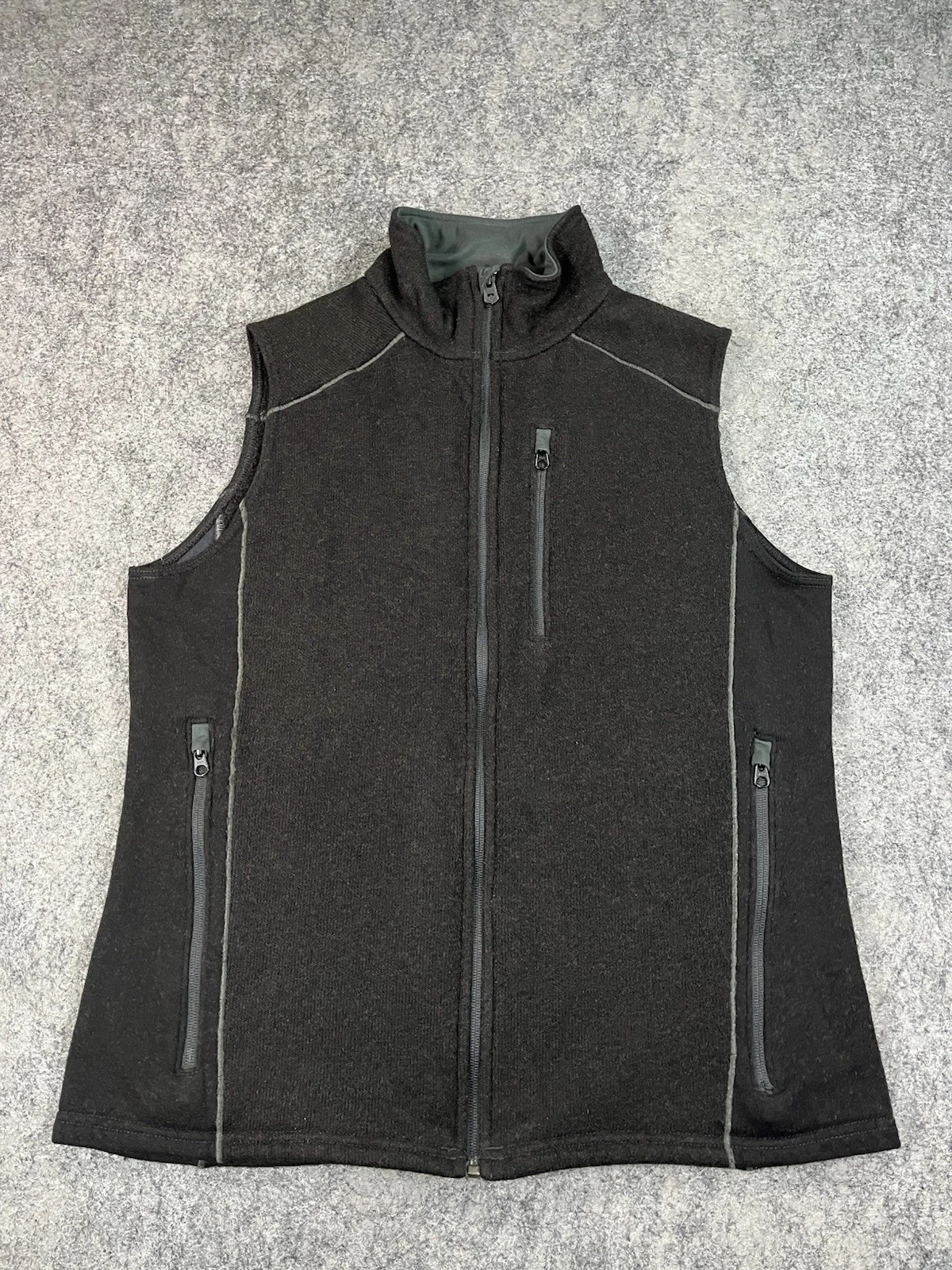 Kuhl Interceptr Vest Mens Large Black Full Zip Fleece Hiking Outdoors Soft EUC