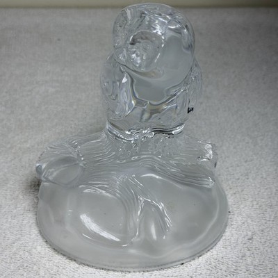 Cristal D'Arques Garanti Crystal Glass Owl Statue Figurine France Heavy
