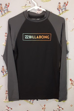 Billabong Mens Long Sleeve Rash Guard UVA/UVB Size Large Grey Black