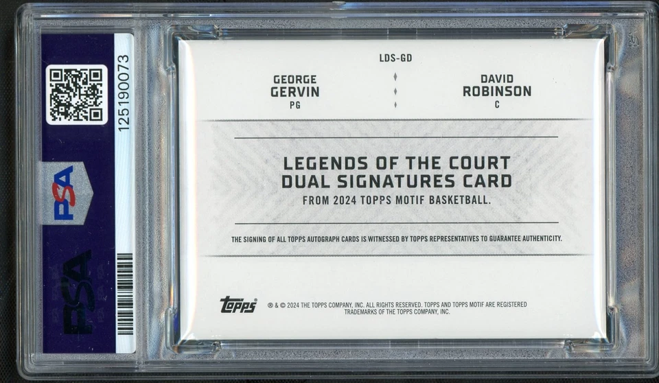 2023 Topps Motif Legends of the Court Gervin/Robinson! Auto! /25! PSA 9! #LDS-GD - Image 2 of 2