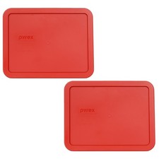 Pyrex 7211-PC (6-Cup) Poppy Red Replacement Lids (2-Pack) - Made in USA