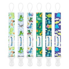 6-Pack Dinosaur Baby Binky Clips - Safe and Stylish for Teething Babies