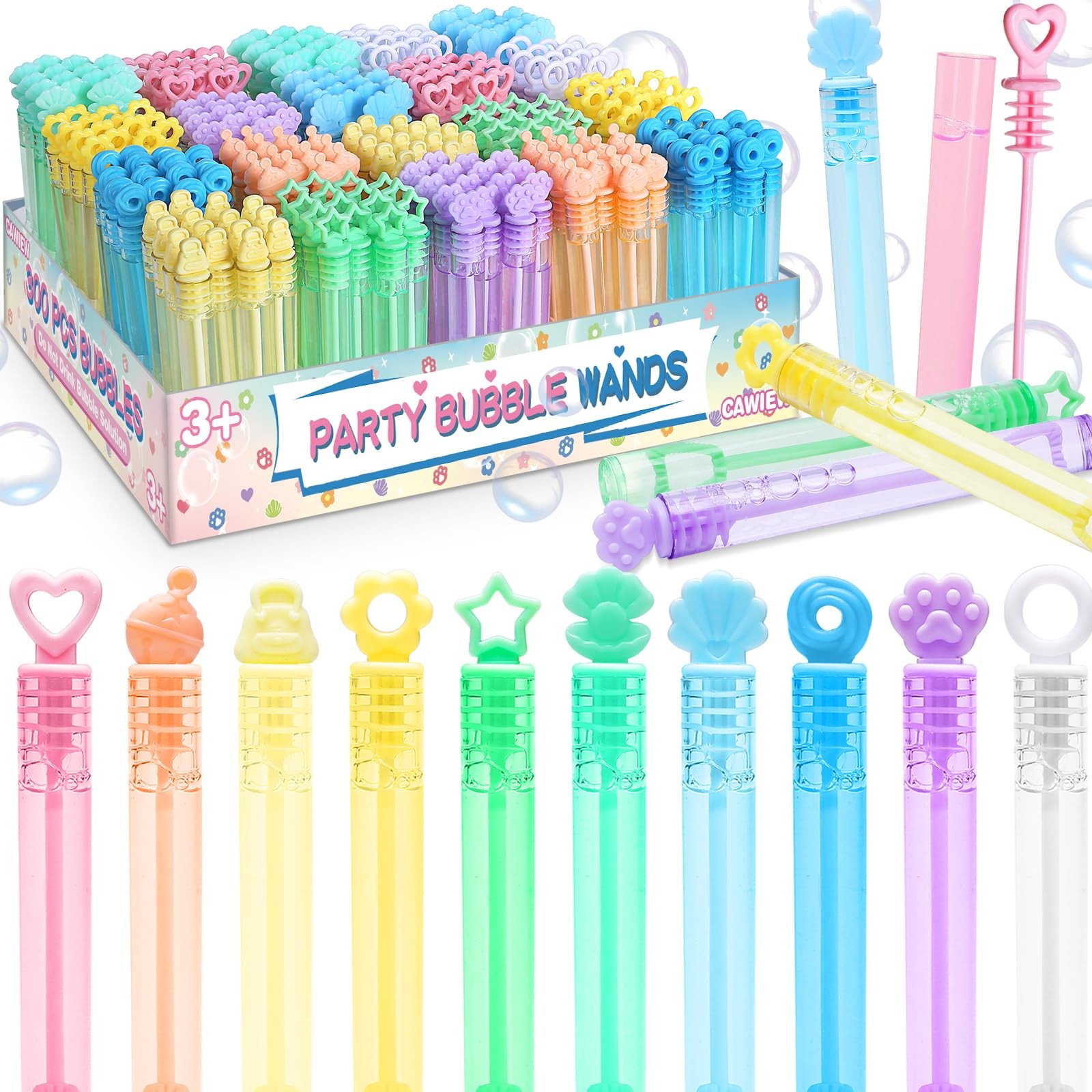 Kids Bubble Party Favors, 300 Pack Mini Bubbles Bulk with Gift Box, Pastel Bu...