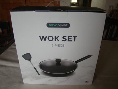 Servappetit 13  Aluminum 3 PIECE Wok Set BRAND NEW IN BOX