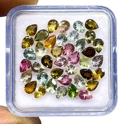 Selene Gems VVS 40 Stk Natürliche Turmalin Perlform 4x3mm Tropfen