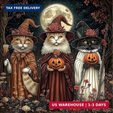 Halloween Puzzle for Adults 500 Piece, Forest Magic Witch Cat Jigsaw Puzzle