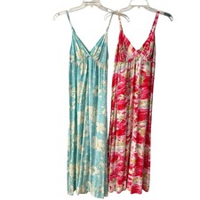 Mossimo Set of 2 Maxi Sundresses Floral Tropical Resort Vacation Rayon SZ M