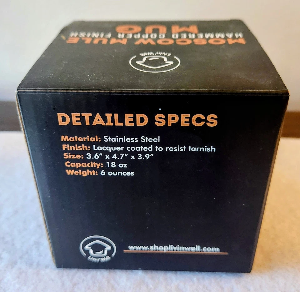 锤铜饰面莫斯科骡子马克杯黄铜手柄不锈钢 18 盎司 #MM007  — 第 4/4 张图片