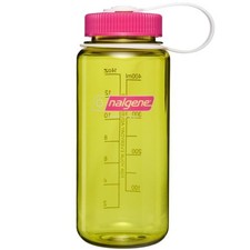 Nalgene Sustain 16oz Wide Mouth Bottle (Endive) Fuschia Cap Recycled Reusable