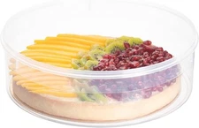 Pie Carrier Cake Storage Clear Container with Red Lid | 10.5" Large Round