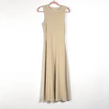 The Normal Brand Sleeveless Midi Tank Dress Womens Sz S Cream Waffle Knit