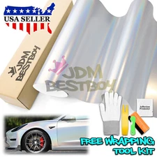 Laser Flip Satin White Car Auto Sticker Decal Vinyl Wrap Sheet Film Air Release