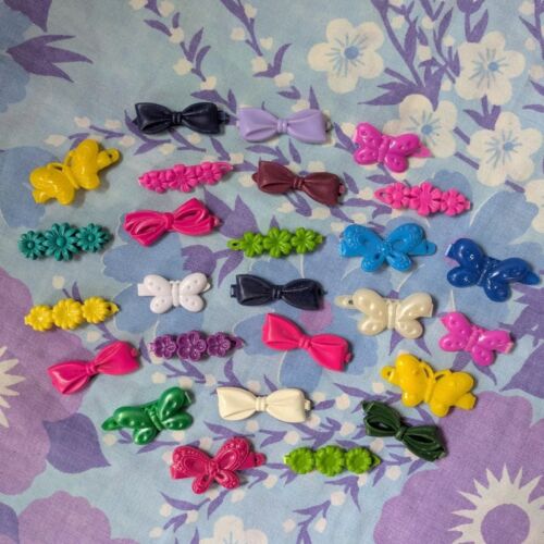 Vintage Plastic Snap Tight Children's Hair Barrettes Clips Lot Accessories