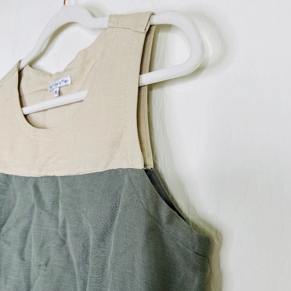 Esprit De La Mer Women Linen Tank Shift Dress Size M Colorblock Lagenlook Resort - Image 4 of 4