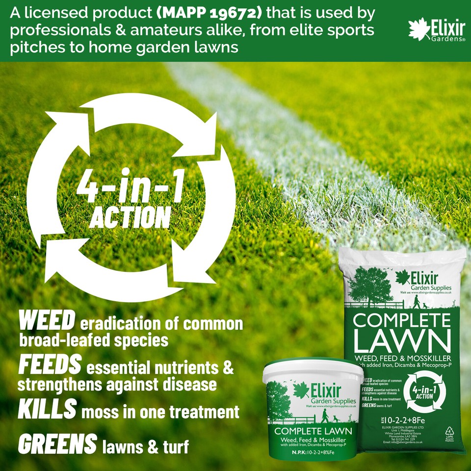 Elixir Lawn Sand & Moss Killer 400+3Fe 1kg 20kg Supplied In