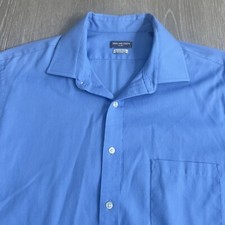 Van Heusen Shirt Mens 16.5 Blue Long Sleeve Regular Fit Flex Collar Button-Up