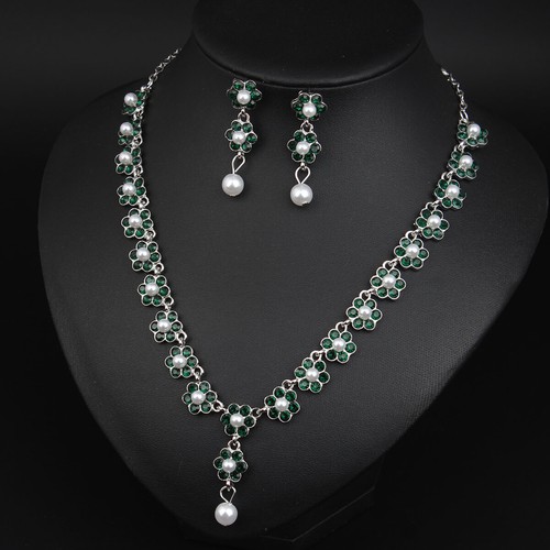 Vintage Women Crystal Rhinestone Choker Necklace Earrings Jewelry Set Statement - Picture 23 of 37