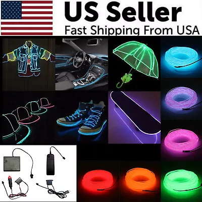 THE PERFECT PART Neon LED Light Glow EL Wire String Strip Rope Tube Decor Car Party + Controller