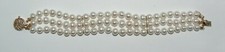 Freshwater White Pearl Triple Strand Bracelet 14k Yellow Gold Clasp
