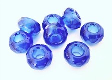 6 Six  8x14 mm Large Hole Rondelle Beads: Transparent Light Sapphire