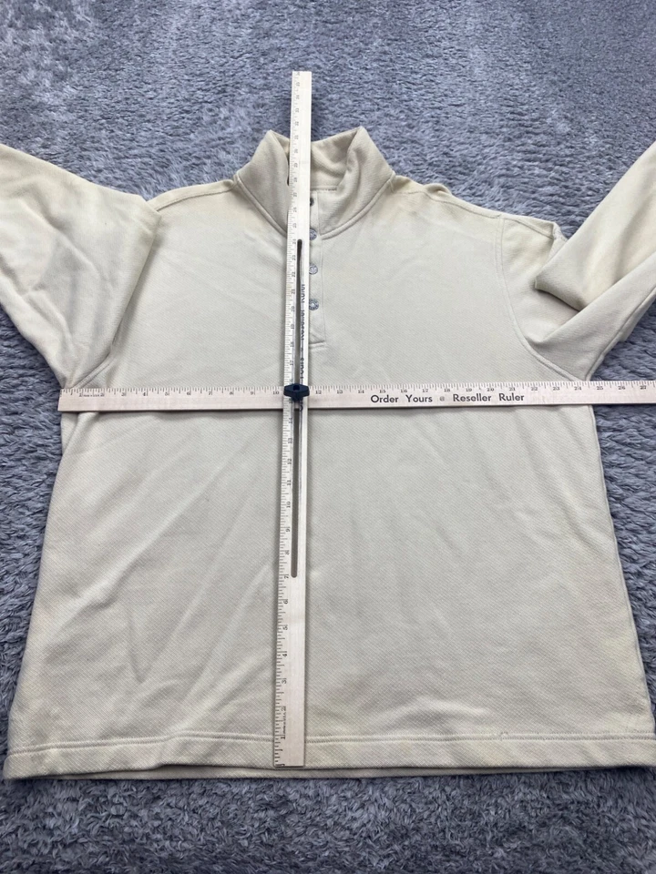 Aigle Sweater Men XL Beige Fleece Mock Neck Henley Pullover Sweatshirt - Image 4 of 4