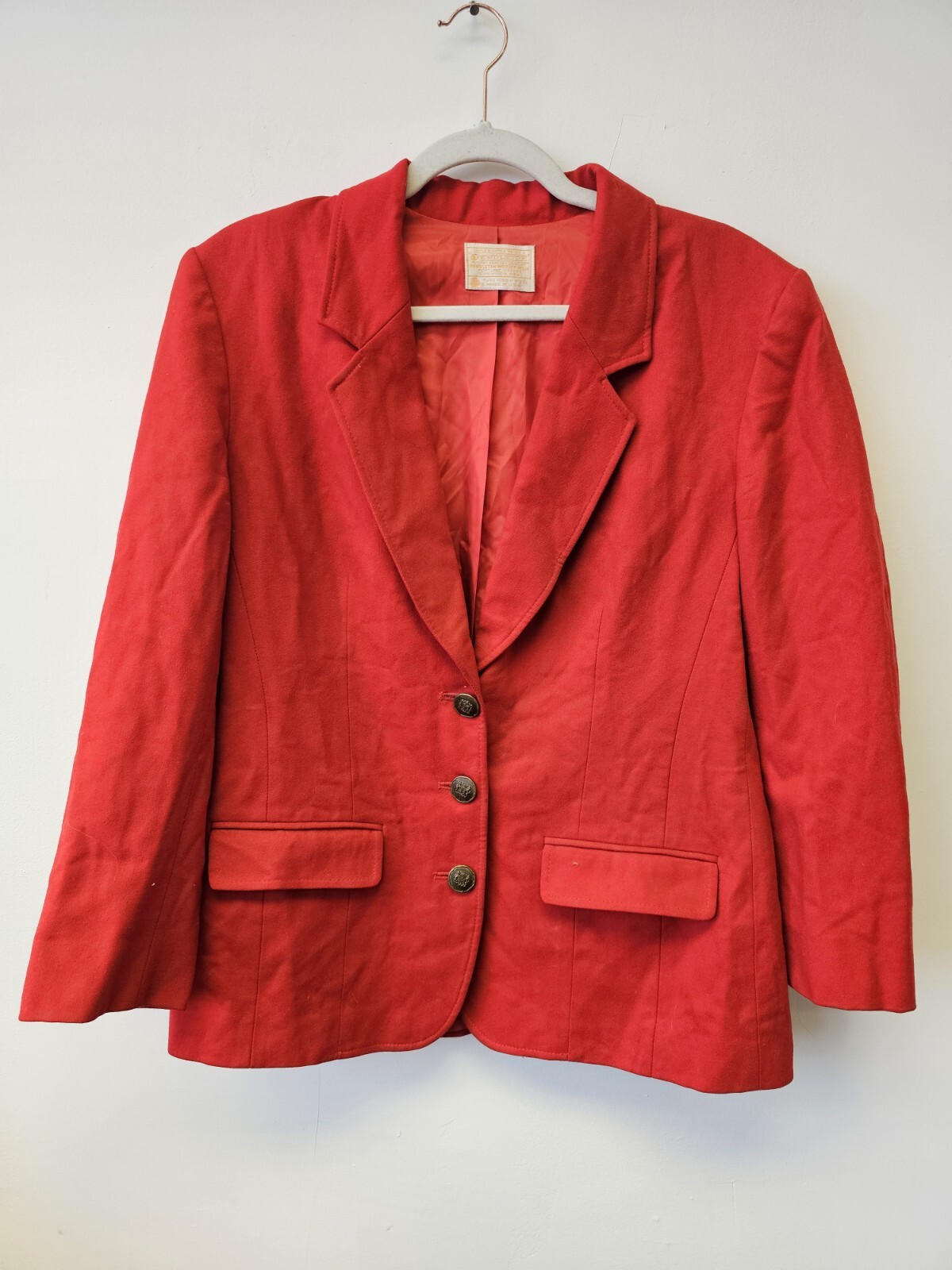 Pendleton Red Blazer Jacket 100% Virgin Red Gold … - image 1