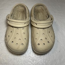 Women 4 Tan Crocs Classic Brown Faux Fur Lined