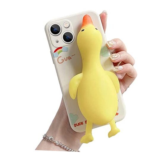 Compatible with Case, Cartoon Cute Squishy 3D Finger Pinch iPhone 15 Yellow