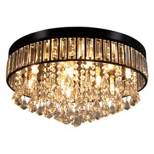 Modern Chandelier Crystal Ceiling Light Fixture Flush Mount LED Pendant Light