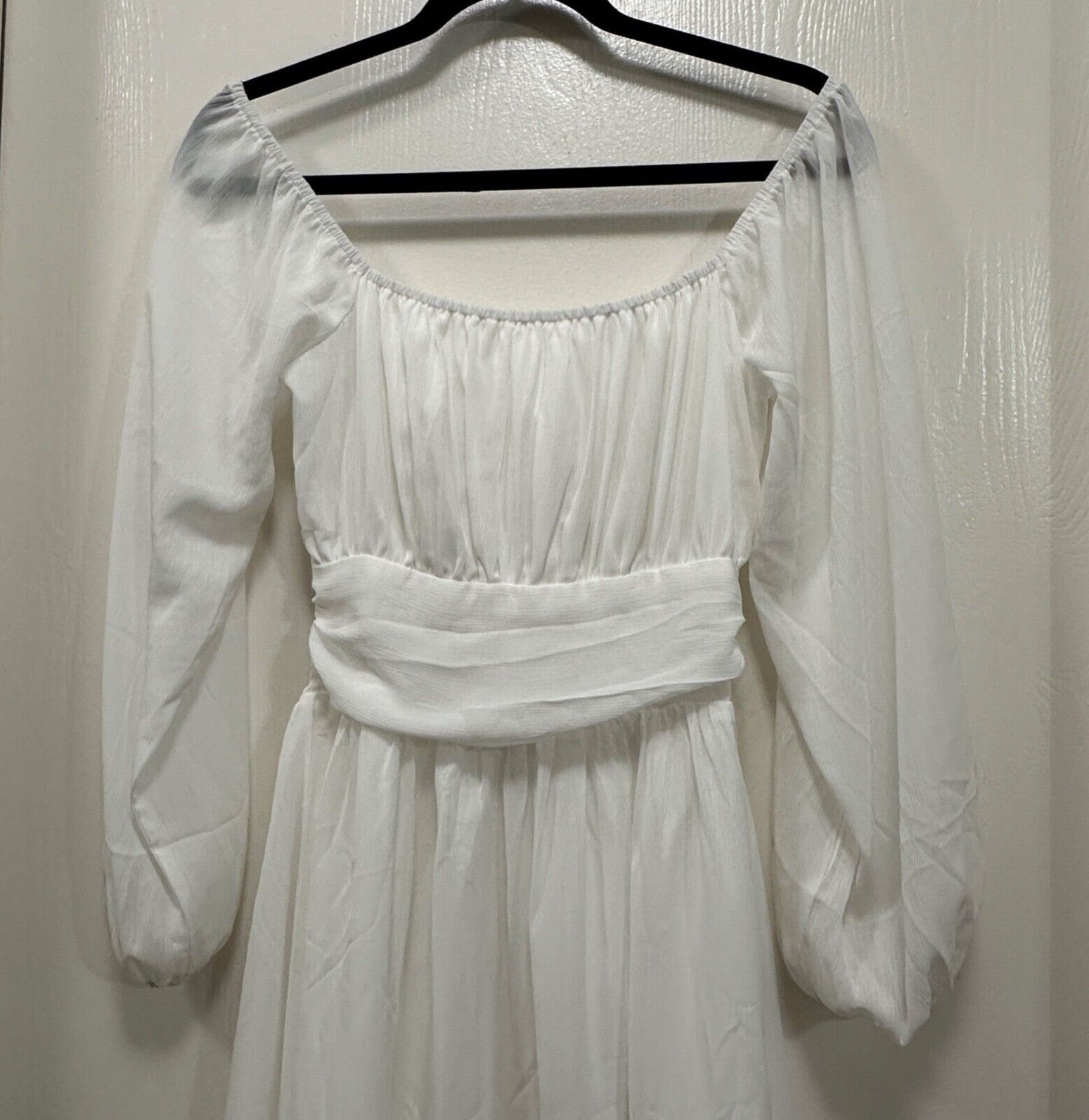 Forolav Women Fairy Dress Square Neck Puff Sleeve Long sleeve White size Medium