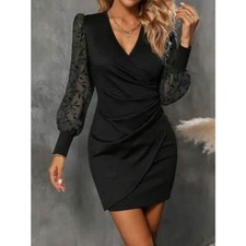 Ruched Surplice Long Sleeve Dress