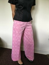 60's Vintage Pink Checked Hi-Waist Pinup Palazzo Pants