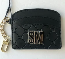Steve Madden Wallet Card Case Black Logo SM W Key Chain nwt