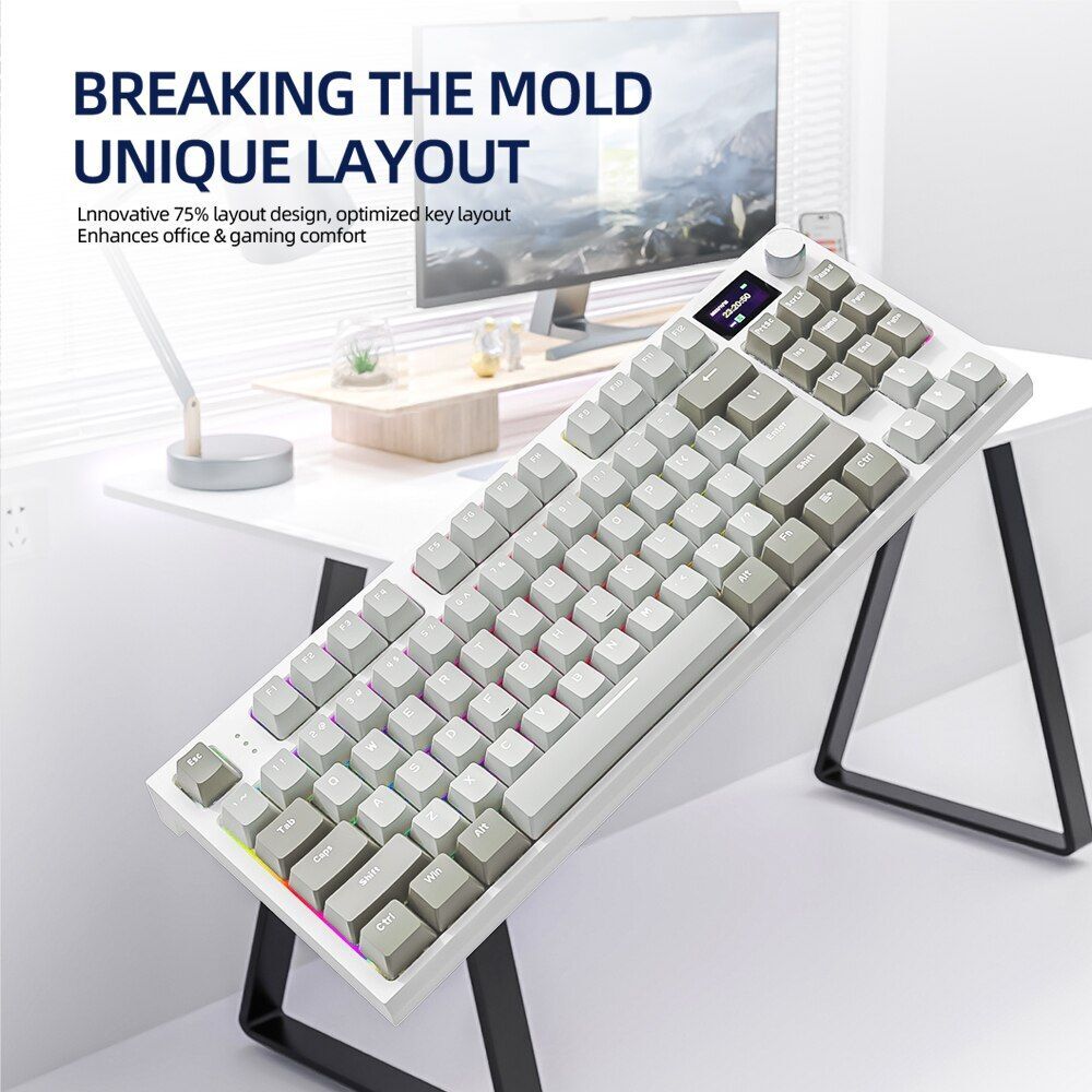 Wireless Mechanical Keyboard with Bluetooth and 2.4GHz Connectivity, LED Multicolor Backlit Display for Gaming and Productivity