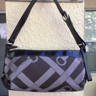 Lancel Paris June Canvas Shoulder Bag Brown France Excellent Condition