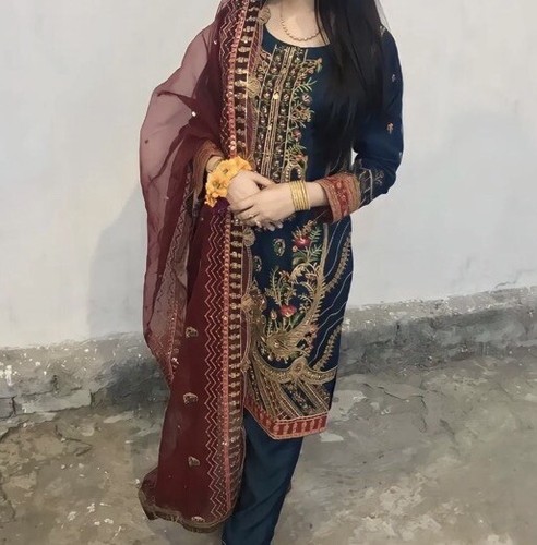 Asian Pakistani Indian Wedding/Party wear dress , colour Blue , size Small - Picture 2 of 5
