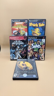 PS2 Game Lot: Shark Tale, Star Wars Battlefront 2, Sims 2, Catwomen, Nicktoons