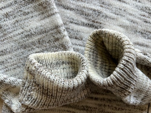 VTG 50’s 60’s Unbranded Cardigan Knit Sweater M/L White Brown Speckled Heather - Picture 6 of 8