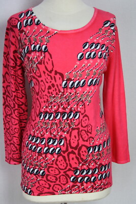 Damen Pullover Oberteil Pulli pink Leo Kettenmuster Viskose IMAGINI Gr.40