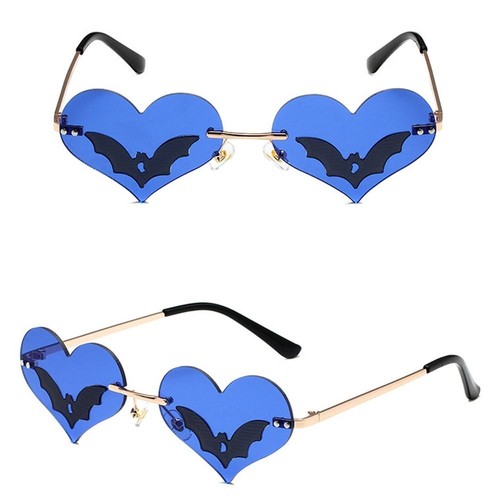 Protection Goth Sun Glasses Bat Sunglasses Heart-shaped Festival Party Glasses - Picture 7 of 12