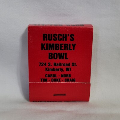 Vintage Rusch's Kimberly Bowl Bowling Alley Matchbook Wisconsin Advertising Full