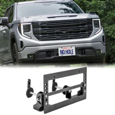 For GMC Sierra 1500 2500HD 3500HD (NO Drill) Front Grille License Plate Bracket