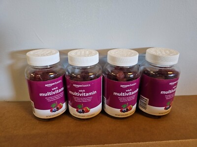 4 Bottles Amazon Basics Adult Multivitamin 600 Total Gummies Ex 10/25