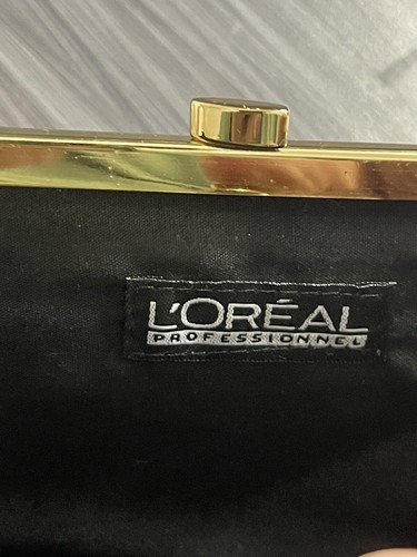 Brown Evening Clutch Purse Loreal Professional Womens Bag Satin Vintage u - Picture 6 of 6