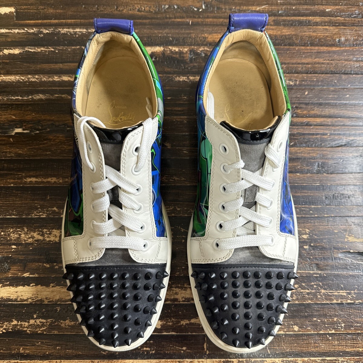 靴 ChristianLouboutin SAKOUETTE MAROC FLAT CHRISTIAN LOUBOUTIN Fabric Sakouette Face Spikes Polka Dot
