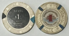 LOT of 2 Vintage Atlantic City $1 CASINO Chips REVEL & RESORTS INTERNATIONAL