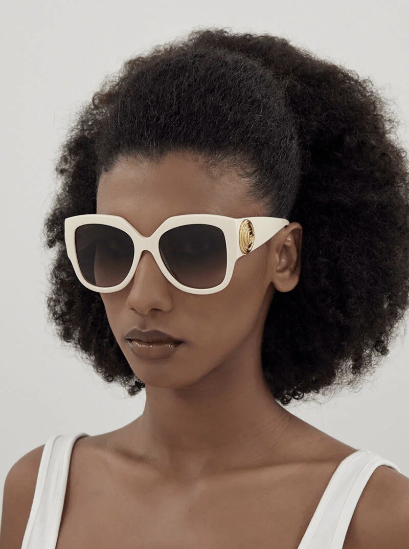 NEW GG1407S 004 GUCCI OVERSIZED IVORY BROWN WOMEN SUNGLASSES