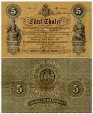 5 talarów, Wielki Książę. Oldenburski pieniądz papierowy, 1869, reprodukcja