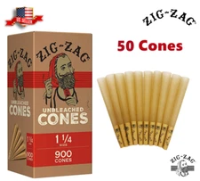 Zig-Zag® Unbleached Paper Cones 1 1/4 Size 50 Pack