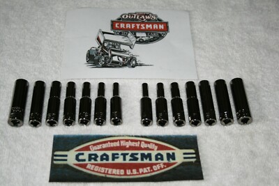 14 pc GUNMETAL CHROME CRAFTSMAN HAND TOOLS 1/4 DEEP METRIC & SAE 6 pt